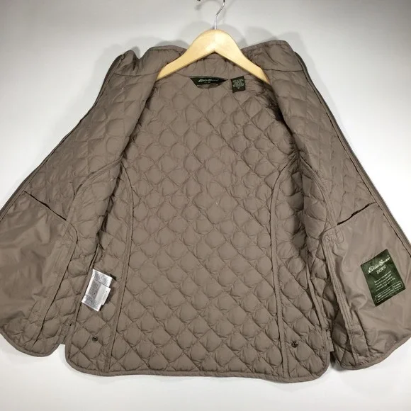 Eddie Bauer Vest Womens Medium Quilted Goose Down Brown Outdoors Hiking - Picture 16 of 16